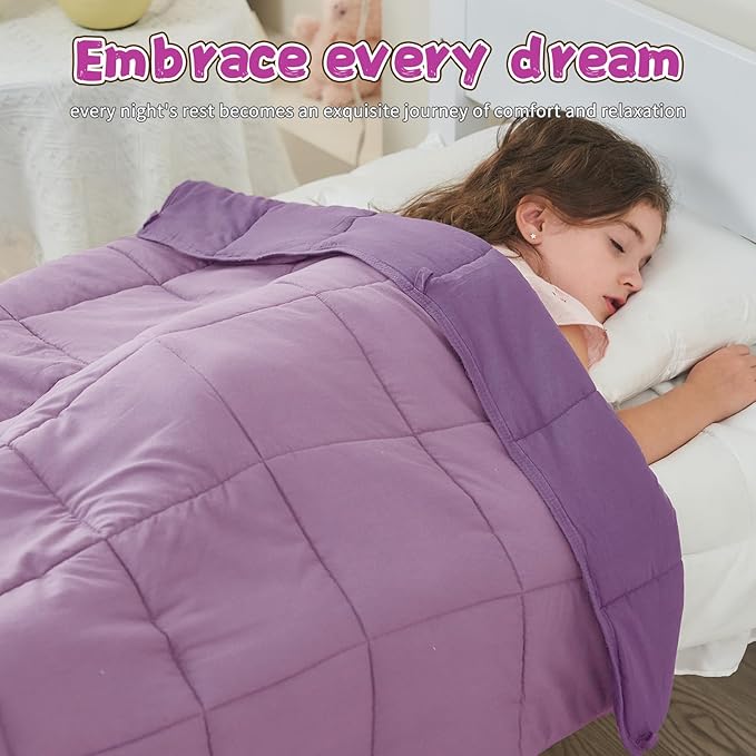 Purple Weighted Blanket Kids 3lbs, Cooling Heavy Throw Blanket - Image 2