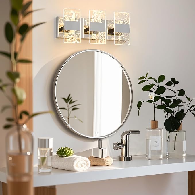 Modern LED Bathroom Light Fixtures Dimmable 3-Light Chrome Vanity Light - Image 7