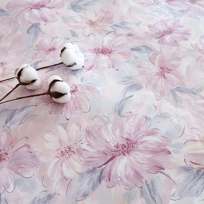 OAITE Duvet Cover Set Twin Size Floral Pattern 600 Thread Count Ultra Soft 100% - Image 6