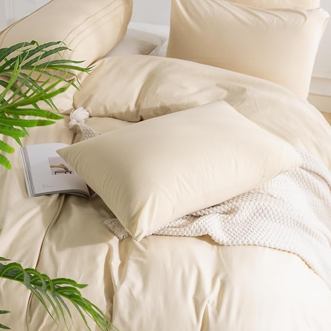 NEXHOME PRO Duvet Cover Set King Size Linen Look Textured Organic Natural 100% - Image 5