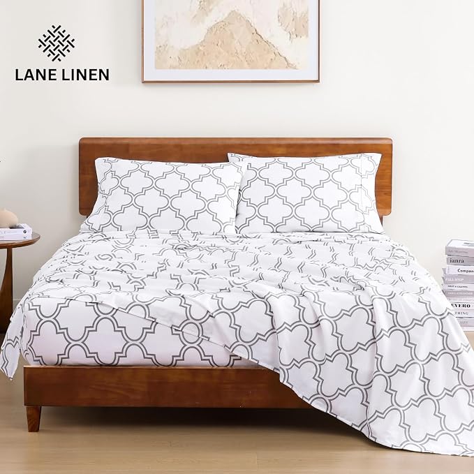 LANE LINEN Eco Friendly 100% Organic Cotton Printed Twin Sheet Set, Soft & - Image 2
