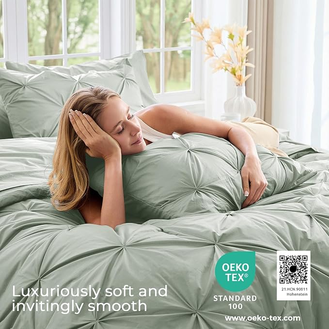 Sasttie King Size Comforter Set, 7-Piece Bed in a Bag, Pintuck Bedding Sets - Image 3