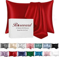 Red Silk Pillow Cases for Hair and Skin Made in USA, 22 Momme, Anti Acne Silk by ROSEWARD