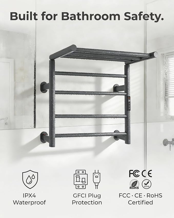 Foldable Heated Towel Rack, Dual-Zone Electric Towel Warmer Rack - Image 5