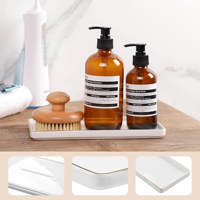 Gurygo 10" Bathroom Tray, Ceramic Vanity Trays - Image 5