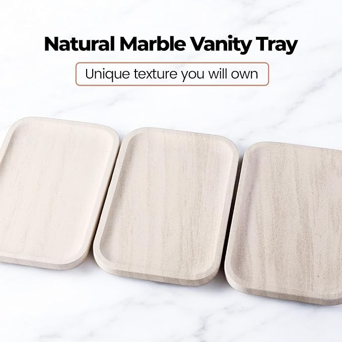 Karibiber Marble Vanity Tray, Bathroom Tray Countertop, Decorative Dresser - Image 5