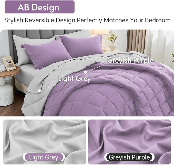 MUXHOMO 7 Pieces Queen Comforter Set, Reversible Bed in a Bag Queen Size - Image 3