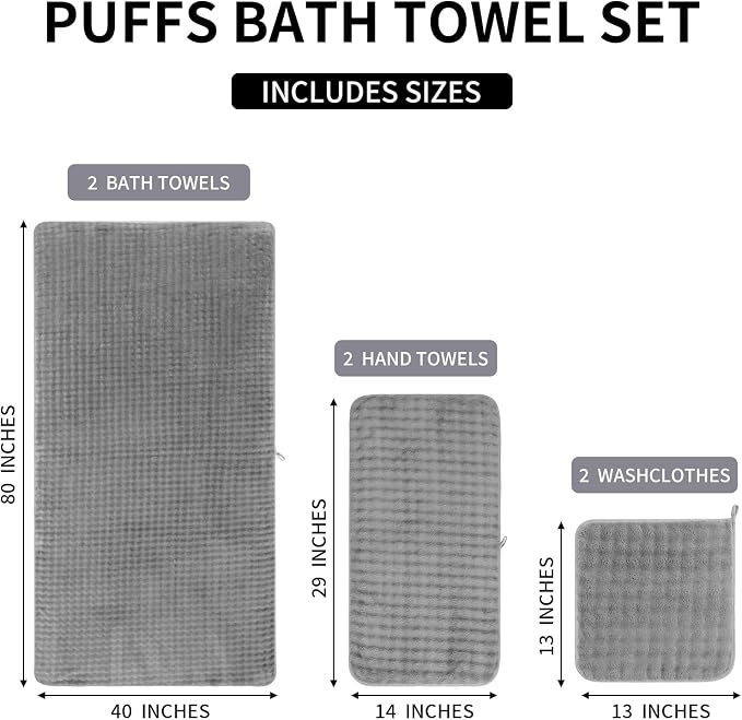KBY Bath Towels Set 6 Piece 40x80 Inches，2 Extra Large Bath Sheets 2 Hand - Image 7
