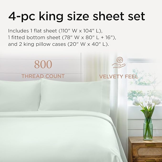 Threadmill King Size Sheets | 800 Thread Count King Bed Sheets Set - Image 2