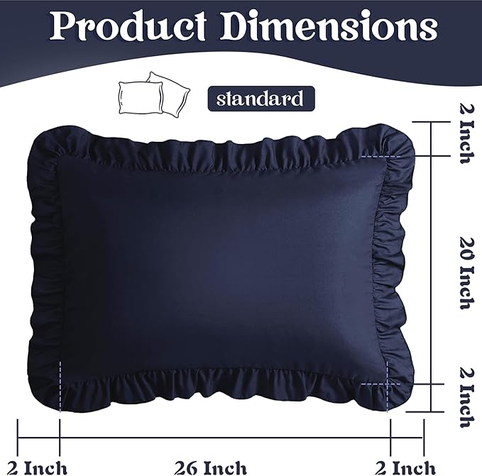 KKJIAF Ruffle Pillow Cases Standard Size Set of 2, Ruffled Pillow Covers - Image 3