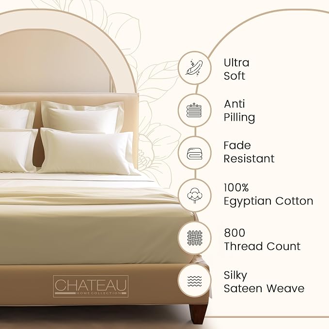 King Sheets Deep Pocket King Sheet Set, 100% Cotton Bed Sheets, 800TC 4PC - Image 5