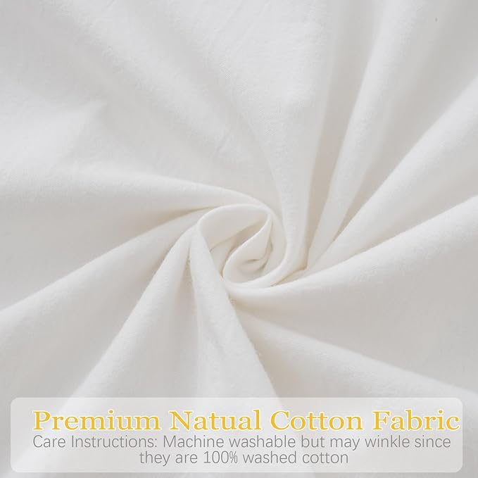 2 Pack Ruffle Throw Pillow Covers Farmhouse Off White Shabby Washed Cotton - Image 7