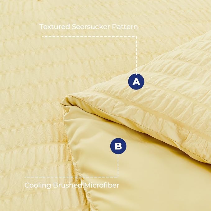HYMOKEGE Yellow King Size Comforter Set Seersucker 7 Pieces, All Season Luxury - Image 4
