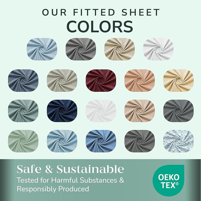 Feather & Stitch Fitted Bottom Sheet Only Queen Size 500 TC-1 Piece 100% Cotton - Image 7