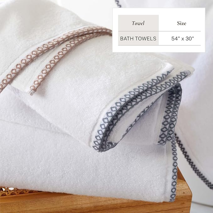 Great Bay Home White/Rosewood Bath Towel Set - Image 6