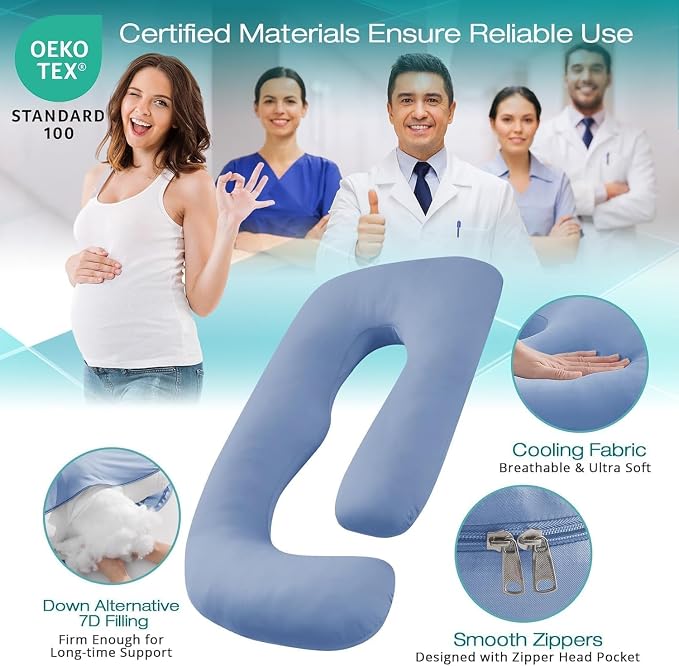 Sasttie Pregnancy Pillows for Sleeping, Jumbo U Shaped Cooling Full Body Pillow - Image 3