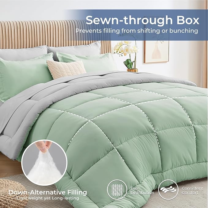 Sasttie Queen Comforter Set, 7 Pieces Bed in a Bag Queen, Complete Bedding Set - Image 3