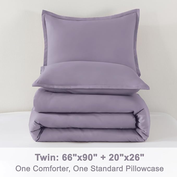 Litanika Grayish Purple Comforter Set Twin/Twin XL Size, 2 Pieces Lightweight - Image 9