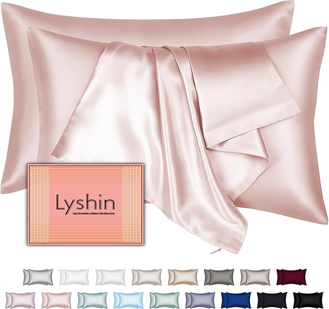 Silk Pillow Cases 2 Pack Queen Size by LYSHINSILKPILLOWCASES