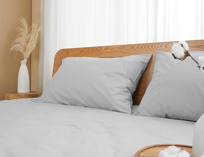 Pillow Cases, King Size Cotton Percale Weave Pillowcases, Pre-Shrunk Breathable - Image 7