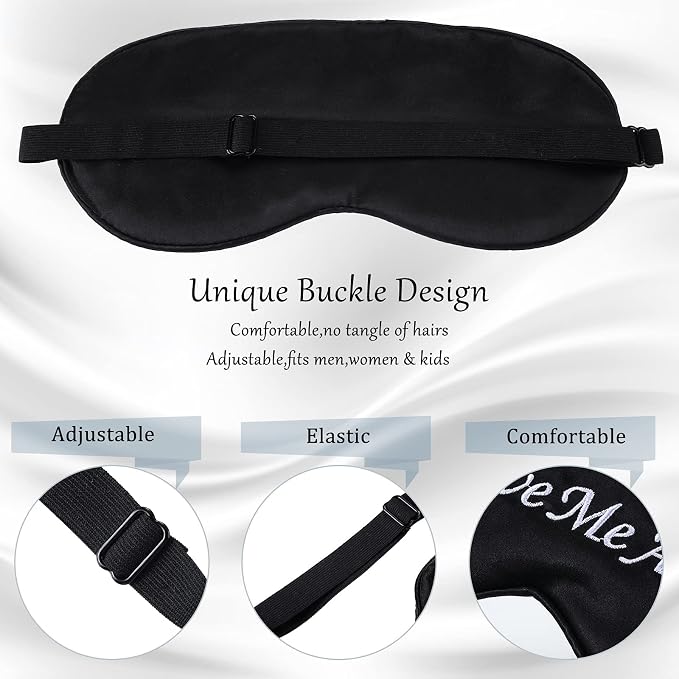 Geyoga 4 Pieces Funny Eye Mask for Sleep Soft Satin Eye Mask Blackout Blindfold - Image 4