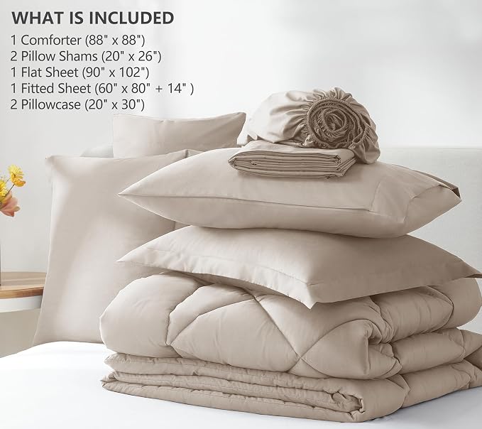 CozyLux Queen Comforter Set Linen - Image 6