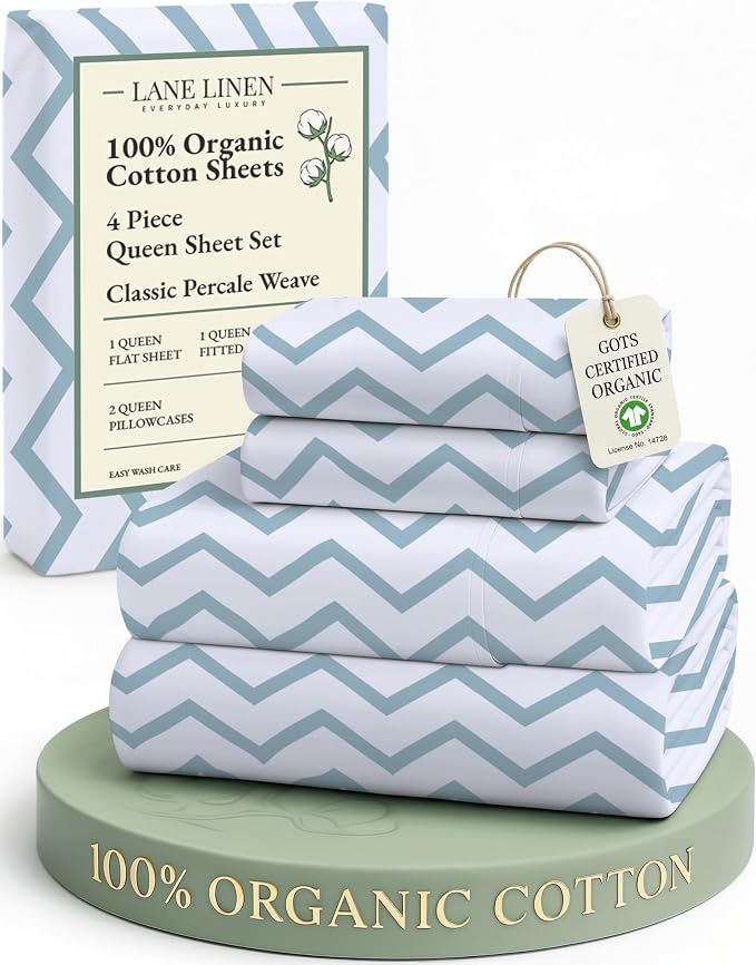 LANE LINEN 100% Organic Cotton Sheets Queen, Soft & Comfy Fade Resistant by LaneLinen