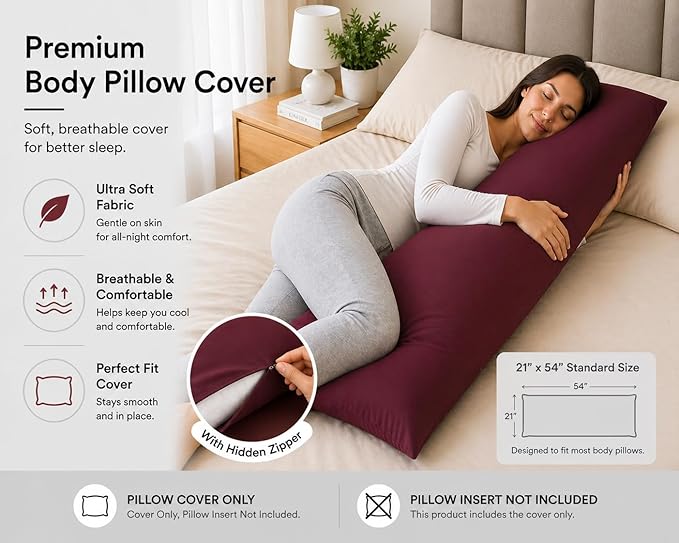 EVOLIVE Body Pillow Cover 21"x54", Ultra Soft Microfiber Pillowcase - Image 3