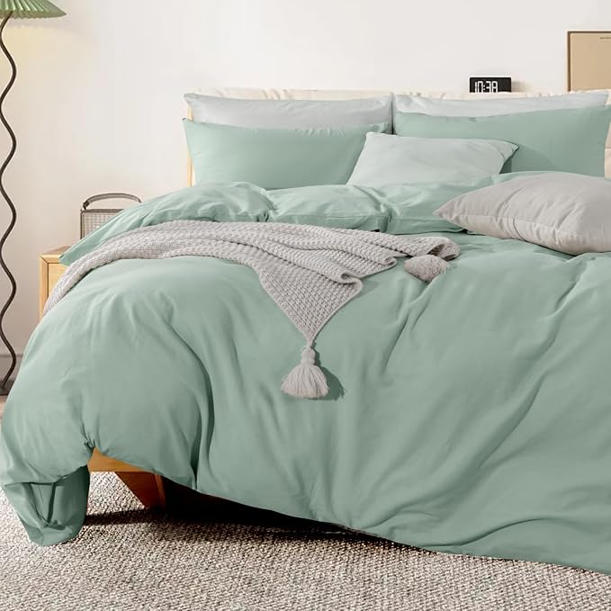 NEXHOME PRO Duvet Cover Set Queen Size Linen Look Textured Organic Natural 100% - Image 6