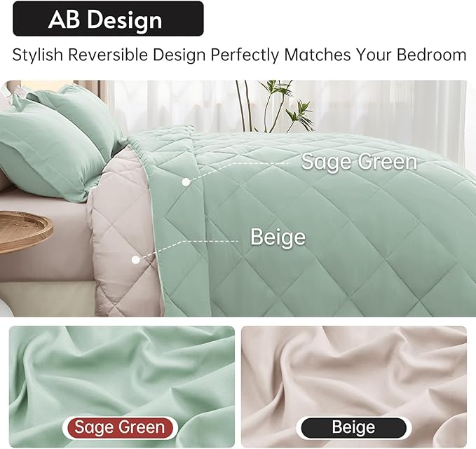 MUXHOMO 7 Pieces Full Comforter Set, Reversible Bed in a Bag Full Size - Image 3
