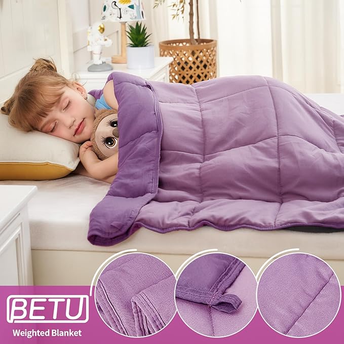 Purple Weighted Blanket Kids 7lbs, Cooling Heavy Throw Blanket - Image 5