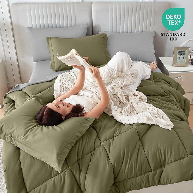 Sasttie Twin Comforter Set, 5 Pieces Reversible Bed in a Bag Twin, Complete - Image 6