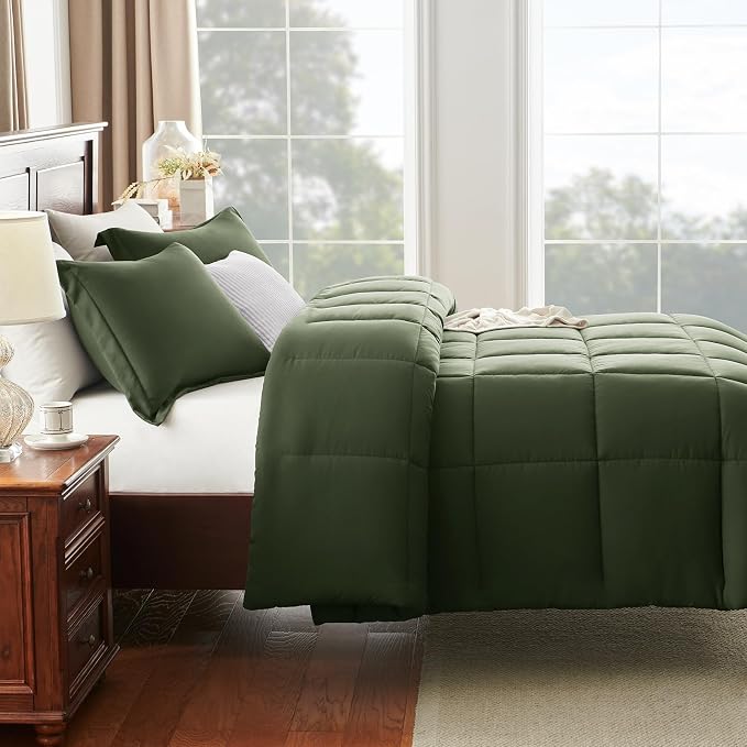 CozyLux Twin/Twin XL Comforter Set Olive Green - Image 7