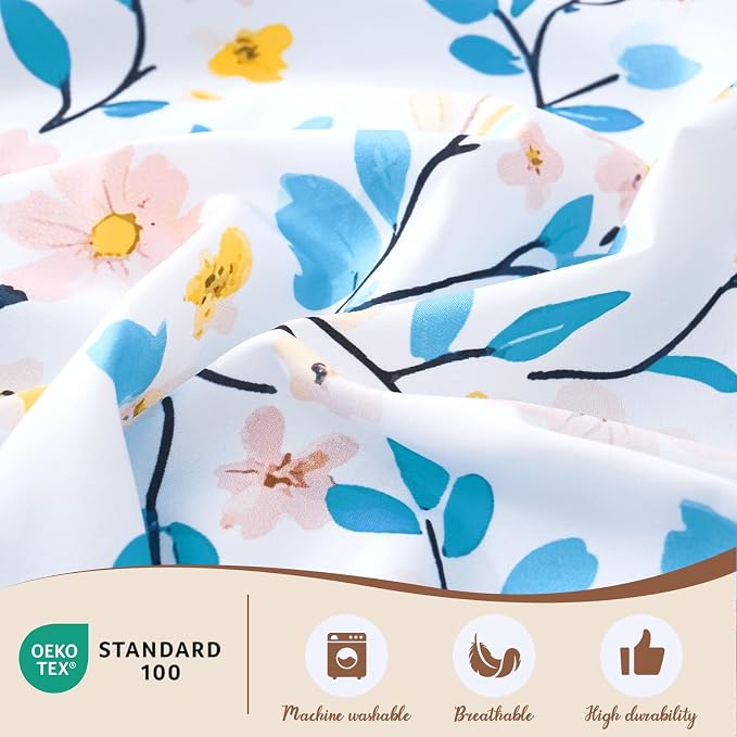 LONAVA Queen Botaincal 3 Pcs Duvet Cover Set, Breathable Soft Microfiber Sky - Image 3