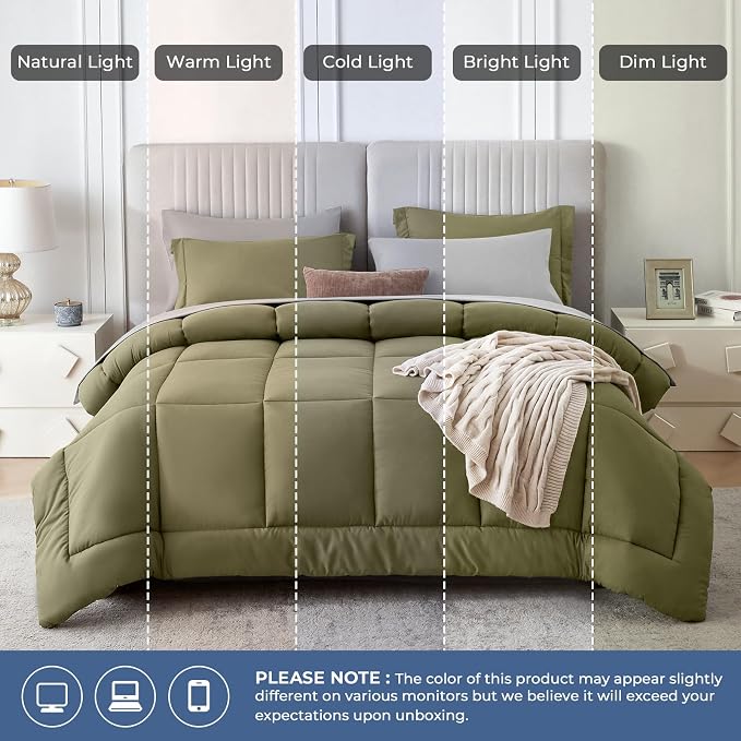 Sasttie Twin Comforter Set, 5 Pieces Reversible Bed in a Bag Twin, Complete - Image 8