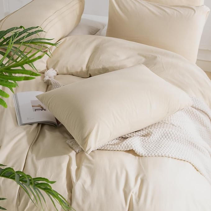 NEXHOME PRO Cotton Duvet Cover Oversized Queen 92"x98" Linen Look Textured - Image 5