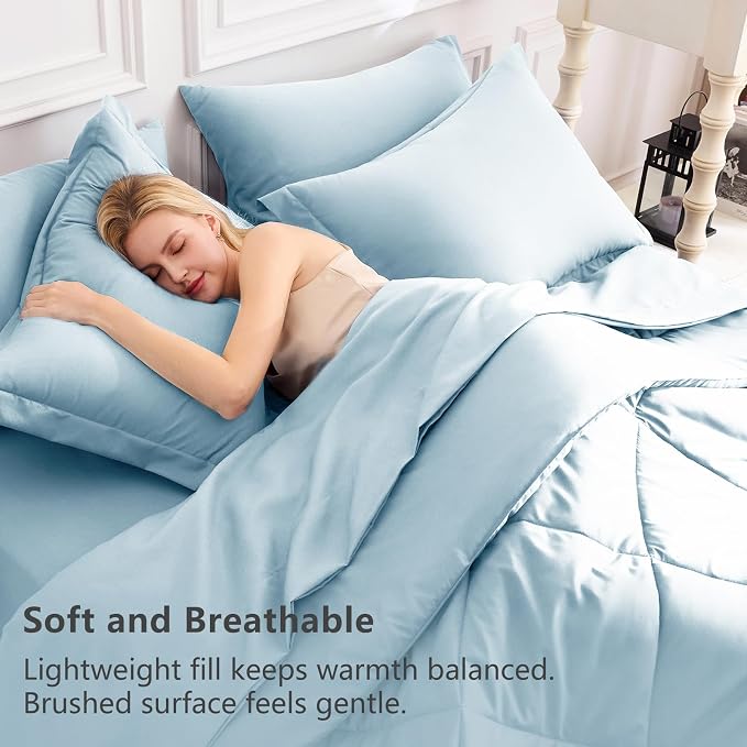 CozyLux King Size Comforter Set Light Blue - Image 3