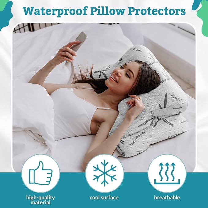 Hahafelt Cooling Cervical Pillowcase Waterproof Bamboo Neck Pillow Case - Image 4