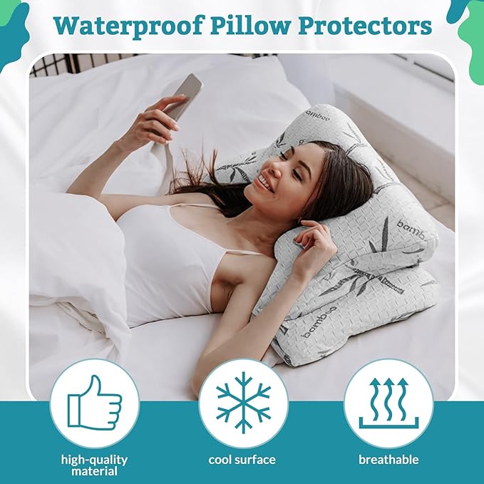 Hahafelt Cooling Cervical Pillowcase Waterproof Bamboo Neck Pillow Case - Image 4