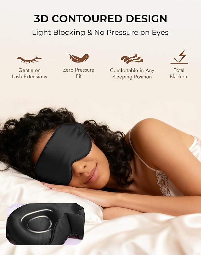 SilkSilky 100% 22 Momme Mulberry Silk Sleep Mask – Upgraded 3D Contoured Eye - Image 5