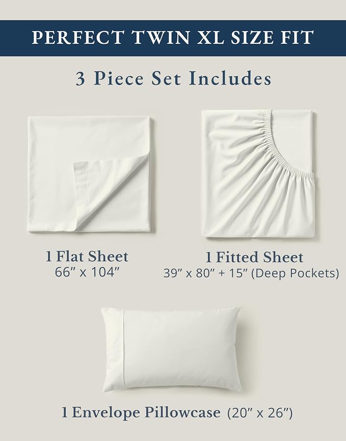 LANE LINEN 100% Organic Cotton Twin XL Sheets Set 3-Piece Pure Percale Soft - Image 4
