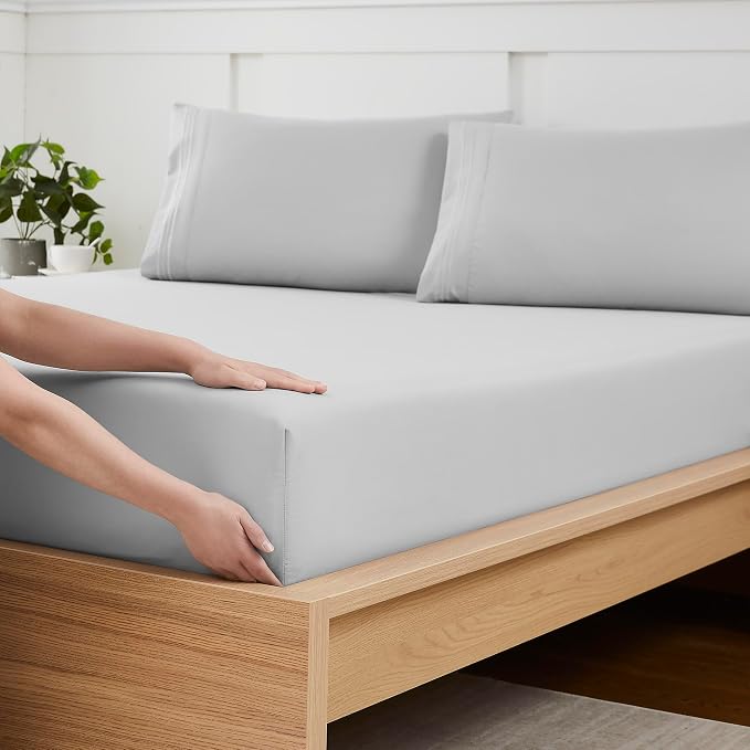 Twin Fitted Sheet Only with Full Elastic & Built in Corner Sheet Straps to by SweetHomeCollection