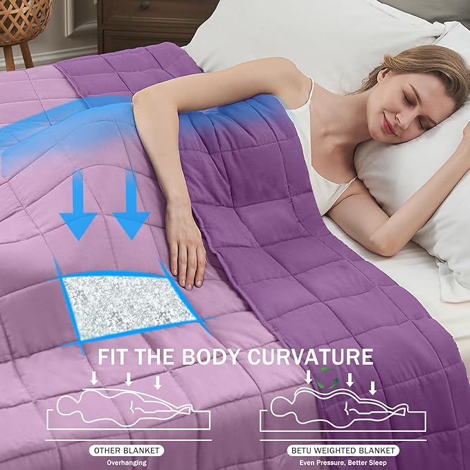 Purple Weighted Blanket for Adults 12lbs, Twin Full Size Cooling Heavy Throw - Image 2