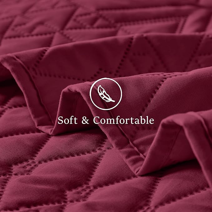 akkialla King/Cal King Quilt Set, Burgundy Lightweight Microfiber Bedspread - Image 7
