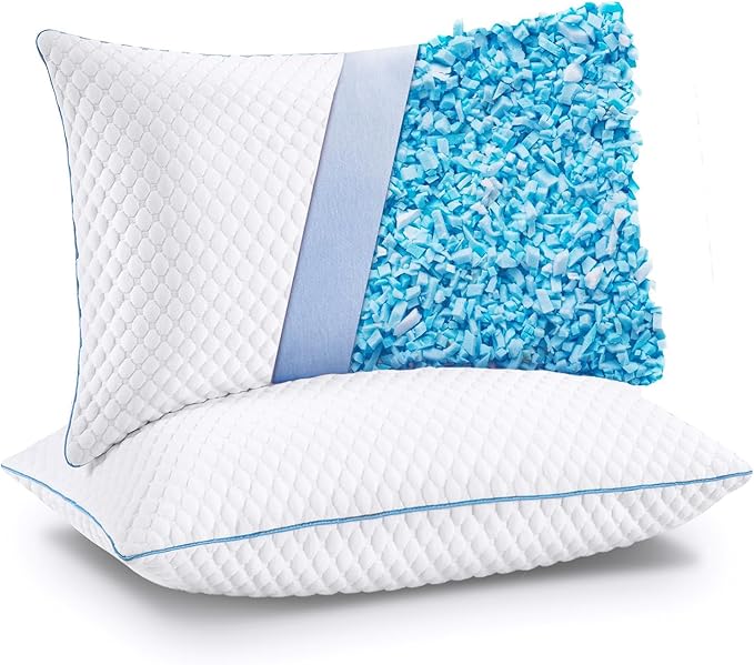 VVZ Cooling Bed Pillows Queen Size Set of 2, Shredded Memory Foam Pillows by VVZ