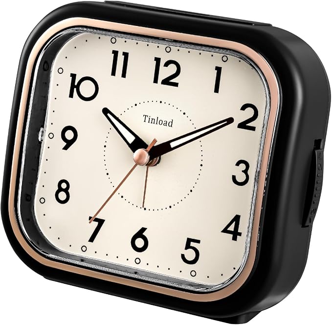 Tinload 4.3" Vintage Retro Analog Alarm Clock, Super Silent Non Ticking Clock - Image 5