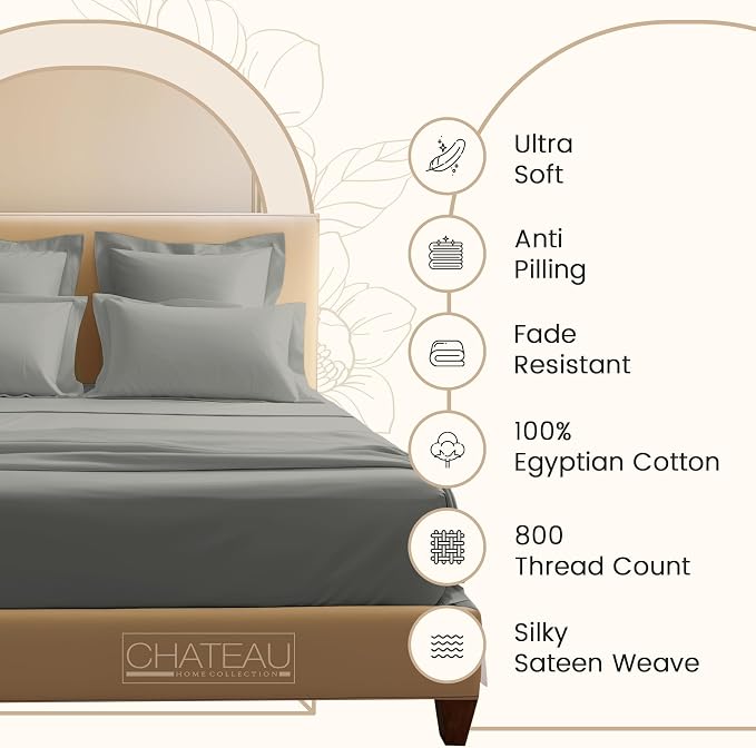 800TC 100% Egyptian Cotton Twin Size Sheets Set, Twin Bed Sheets Luxury Hotel - Image 3
