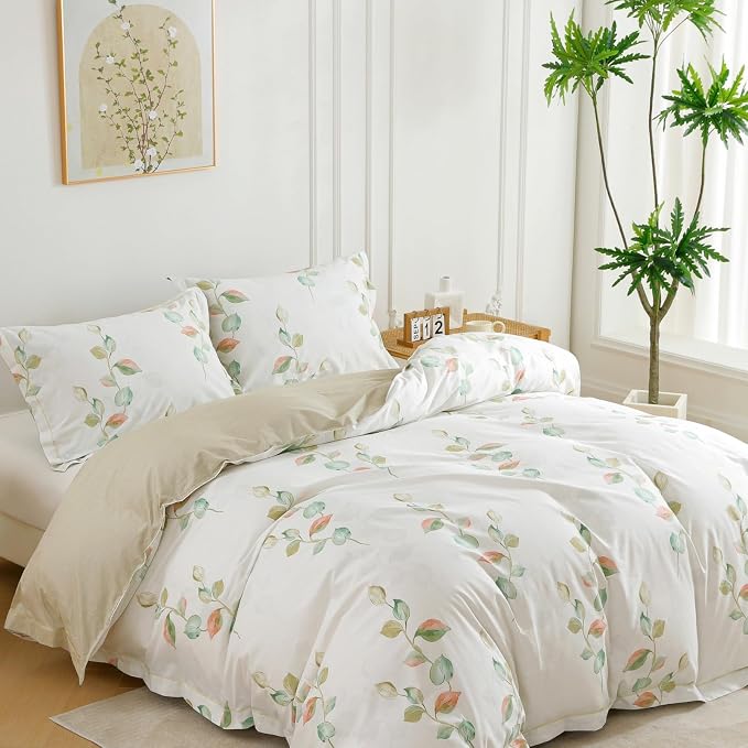 OAITE Duvet Cover Set Twin Size Floral Pattern Ultra Soft 100% Cotton Duvet - Image 2