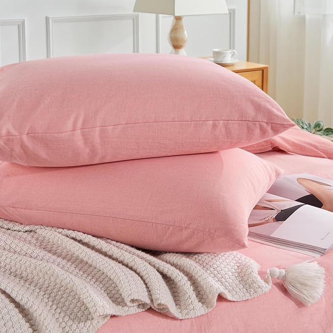 NEXHOME PRO Duvet Cover Twin 100% Washed Cotton, Organic Natural Linen Like - Image 5