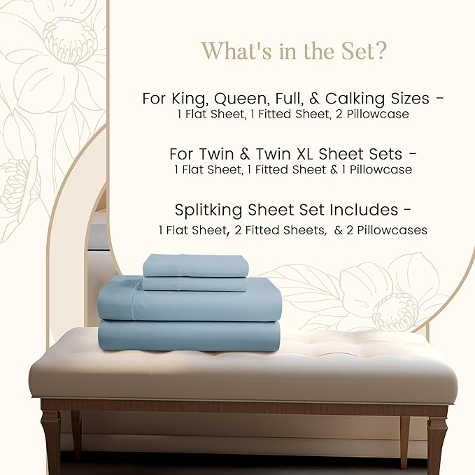 100% Egyptian Cotton Sheets Queen Size Set, 800TC 15" Deep Pocket Queen Sheets - Image 2